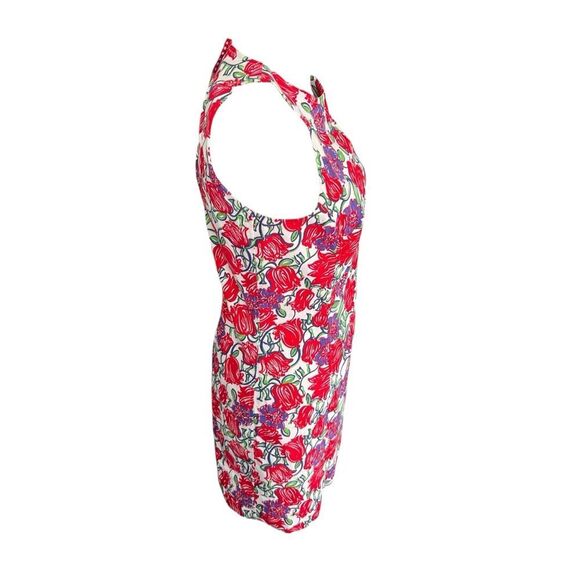 Vintage Lilly Pulitzer Red Roses Floral Sleeveless Shift Dress Size 2 - Picture 4 of 9